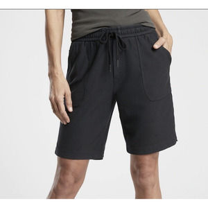 ATHLETA Womens Farallon Bermuda Shorts NEW Black Cotton Stretch Drawstring LG
